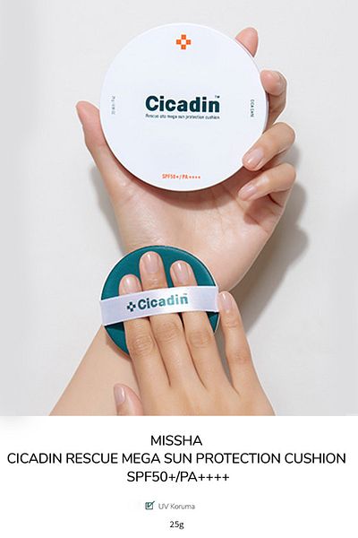 Missha Cushion Sunscreen Suitable for Sensitive Skin Cicadin Rescue Ato Mega Sun Protection Cushion Spf50