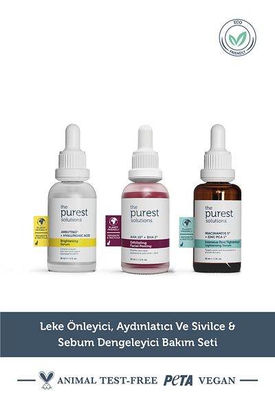 The Purest Solutions Σετ περιποίησης δέρματος με Arbutin, Aha+bha, Niacinamide