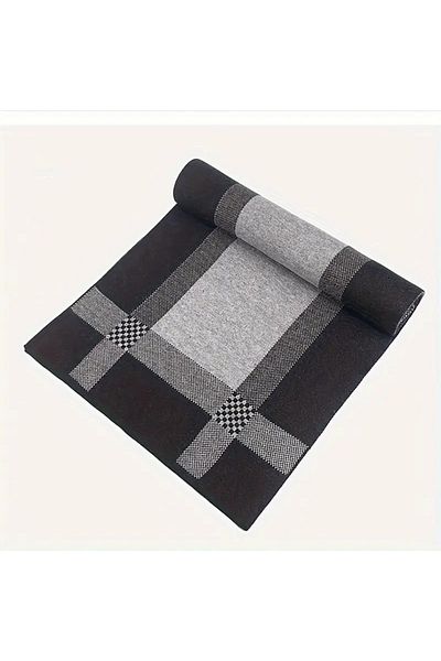 Boho Men's Scarf Made of cotton and Wool Blend, Thick Elastic Keffiyeh Resistant to Wind and Cold