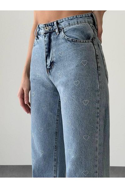 MODA Blugi cu model minim cu inimă