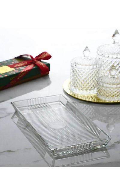 Wow Home Small Size Glass Rectangular Tray Presentation Rack Cookie Tray