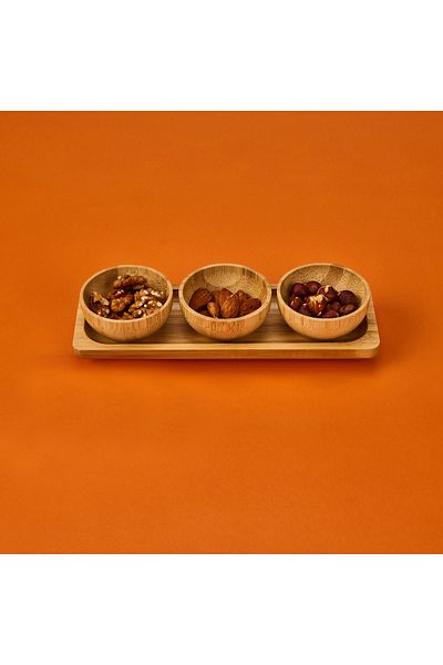 MİEN Mien 3-Piece Bamboo Snack Bowl Set - Brown