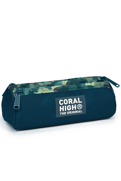 Coral High Παιδική τσάντα μολυβιού τριών διαμερισμάτων με σχέδιο καμουφλάζ Nefti 11160