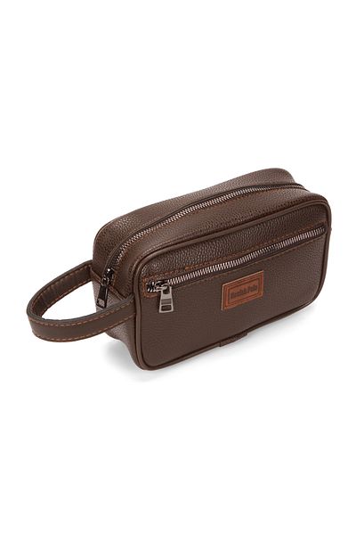Newish Polo Clutch portofoliu din piele maro pentru bărbați