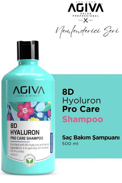 Agiva 8D Hyaluron Pro Care Niacinamide, Care Shampoo with Almond Oil 500 ml