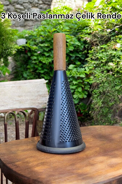 Kitchen Way Ahşap Saplı Huni 3 Köşeli Siyah Çelik Rende KW-274 FMA562741