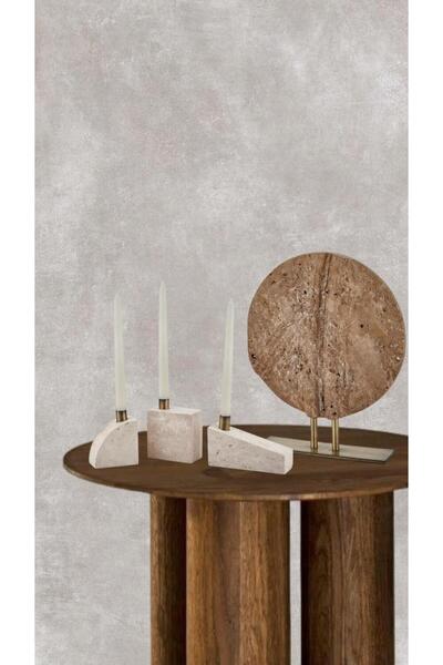 SETABIANCA Evza Mermer Embossed Wood Kahverengi Traveten Dekor 8*30*37 Cm