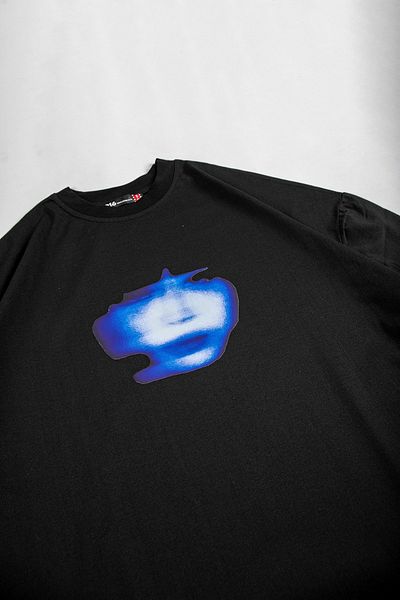 Sekizbiraltı Illusion Face Printed Oversize Unisex Μαύρο Tshirt