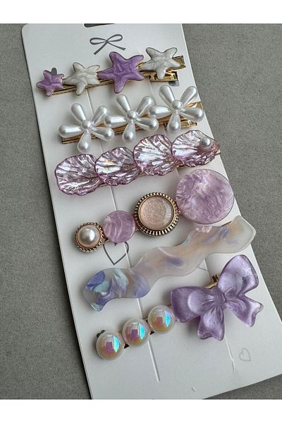 Pelin Aksesuar Set de catarame laterale din 6 piese liliac