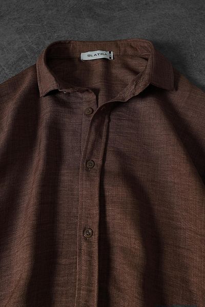Slatra Ανδρικό πουκάμισο Sofia Thin Linen Dusty Rose Oversize