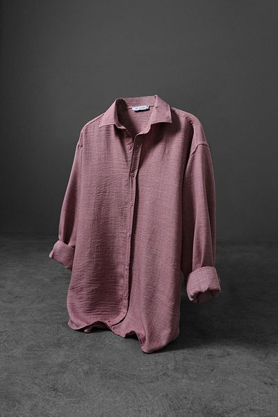 Slatra Ανδρικό ροζ Oversize Sofia Slim λινό πουκάμισο