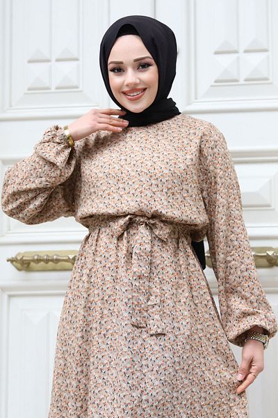 Tesettür Dünyası Mała sukienka hidżab w kwiaty TSD240306