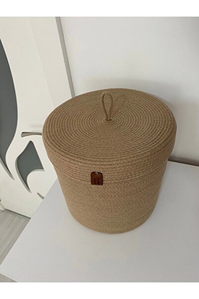 Sevdam Sepet سلة قطنية Xxl Camel Beige كبيرة الحجم ومتعددة الأغراض مع سلة غسيل بغطاء، وسلة ألعاب، وسلة خوص