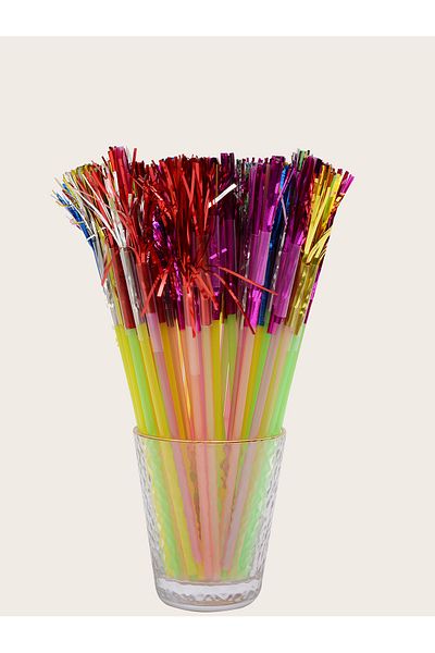sinisgroupelektronik Disposable Palm Straws 100Pcs/Pack Party Cocktail Cafe Restorant Colorful Plastic Bellows