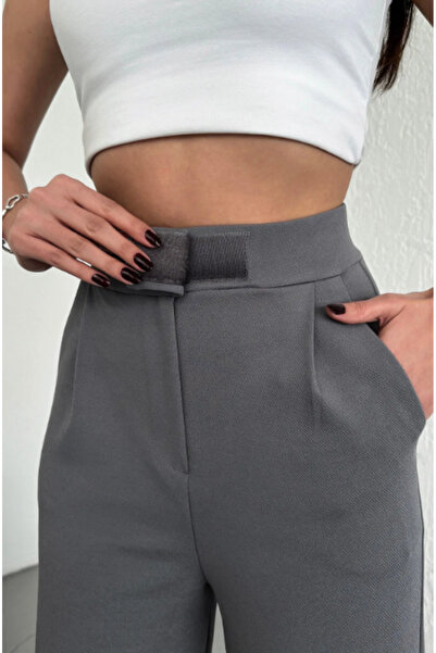 VivaJoy بنطلون بالازو عالي الخصر من الليكرا قابل للتمدد وسحاب للإغلاق ومطوي و...