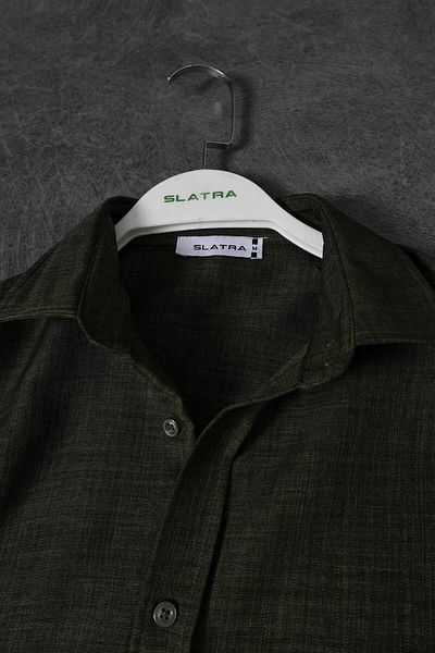 Slatra Men's Khaki Oversize Sofia Thin Linen Shirt