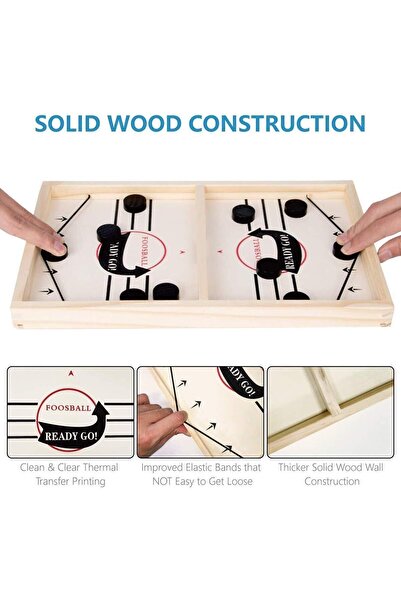 Yelajoy 2 Players Fast Sling Puck Board Game Set,wooden,fun,smooth and round,Suitable for kids 3+ year