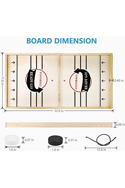 Yelajoy 2 Players Fast Sling Puck Board Game Set,wooden,fun,smooth and round,Suitable for kids 3+ year