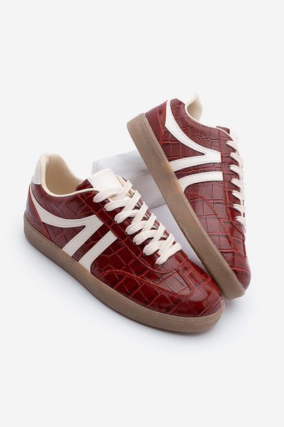 Marjin Medon Claret Red Croco Damen-Sneaker – Schnür-Sportschuhe
