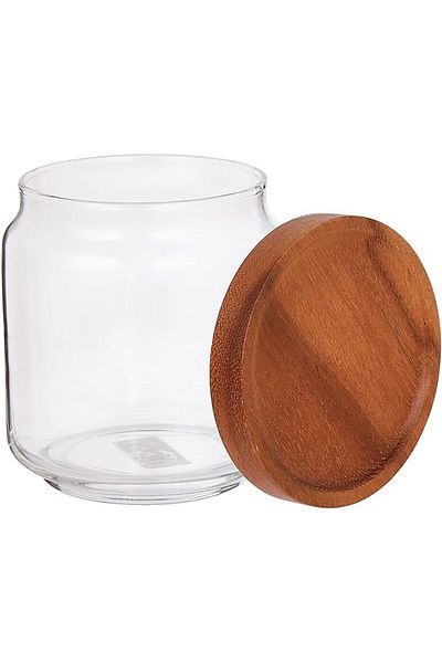 Billi AKDC 800ML Rectangular Glass Storage Jar with Wooden Lid & Spoon – Airtight Borosilicate Canister