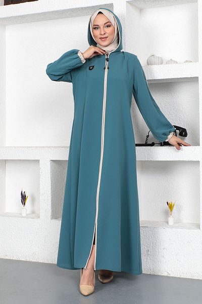 Tesettür Dünyası Farbiges Hijab Abaya am Ärmelende Tsd230415 Mintgrün