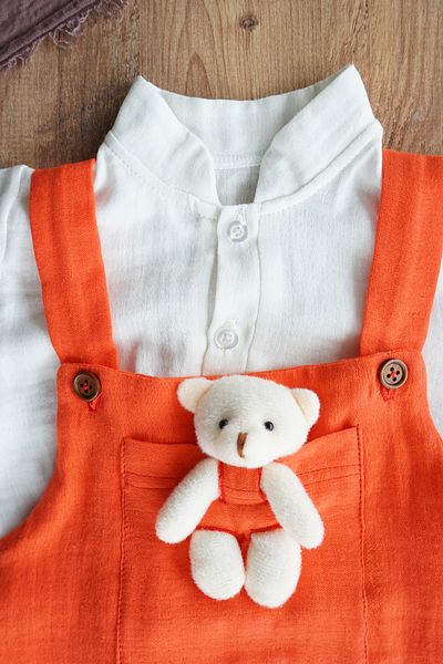 bshood X Silk Atlas Teddy Bear Salopet Muslin Set