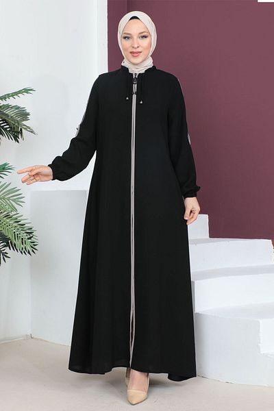 Tesettür Dünyası Zapinane na guziki rękawy Hidżab Abaya Tsd230440 Czarny