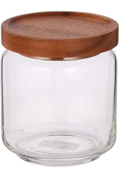 Billi AKDC 800ML Rectangular Glass Storage Jar with Wooden Lid & Spoon – Airtight Borosilicate Canister