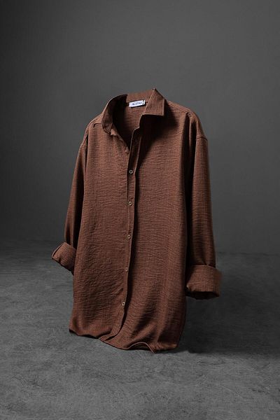 Slatra Ανδρικό πουκάμισο Sofia Thin Linen Dusty Rose Oversize
