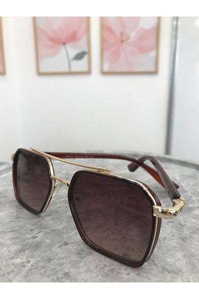 lunaaccessoriess Brown Gold Color Framed Sunglasses