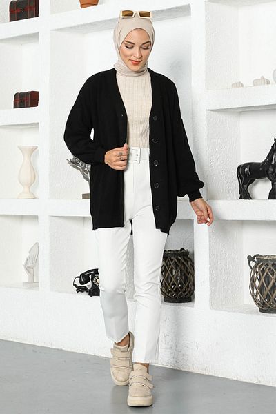 Tesettür Dünyası Belted Carrot Trousers Tsd221012 White