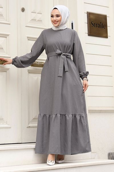 Tesettür Dünyası Rock Volants Binden Taille Kleid TSD240312