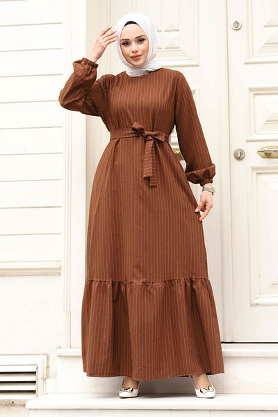 Tesettür Dünyası Rock Volants Binden Taille Kleid TSD240312