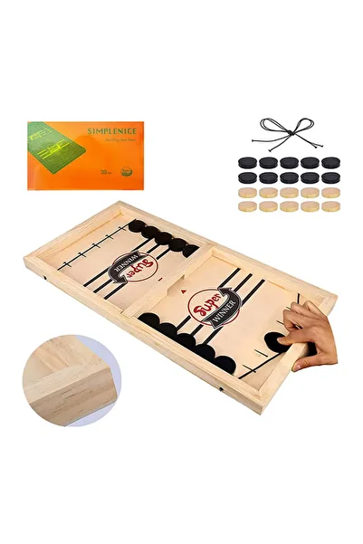 Yelajoy 2 Players Fast Sling Puck Board Game Set,wooden,fun,smooth and round,Suitable for kids 3+ year