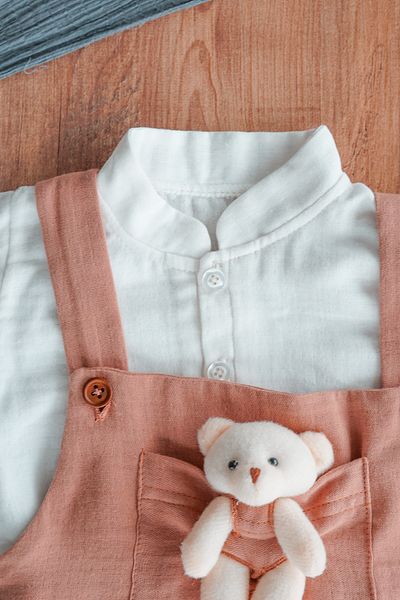 bshood X Silk Atlas Teddy Bear Salopet Muslin Set