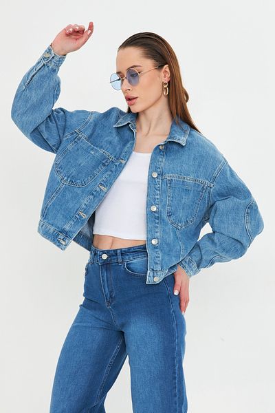Kutaf Jachetă de blugi/denim supradimensionată spălată albastră