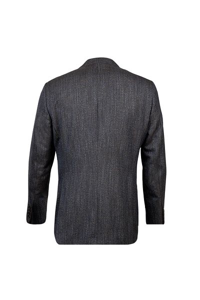 Hatemoğlu Navy Blue Comfort Fit Mono Collar Patterned Classic Jacket