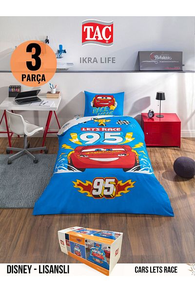 Taç Cars Lets Race Disney Single Duvet Cover Set