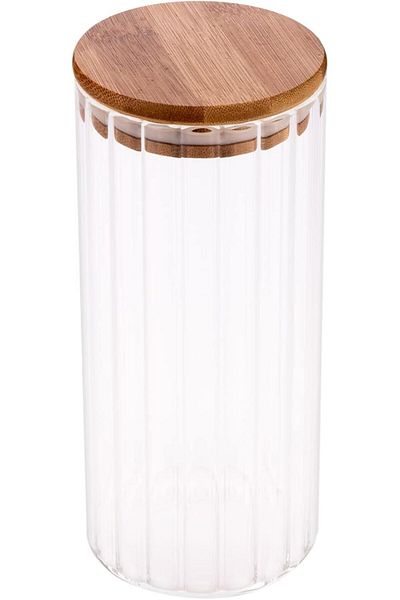 AKDC Glass Jar W/Bamboo Lid 8Cm X 8Cm X 19Cm Transparent
