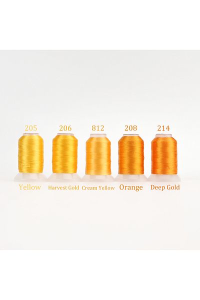 Choice 5 Yellow Colors 4/5 Brother Colors Set Premium Polyester Embroidery Thread 500 Meters Each Spool For