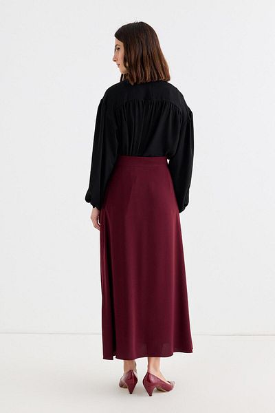 KADRİYE BAŞTÜRK Fusta înfășurată plisată Rita Burgundy