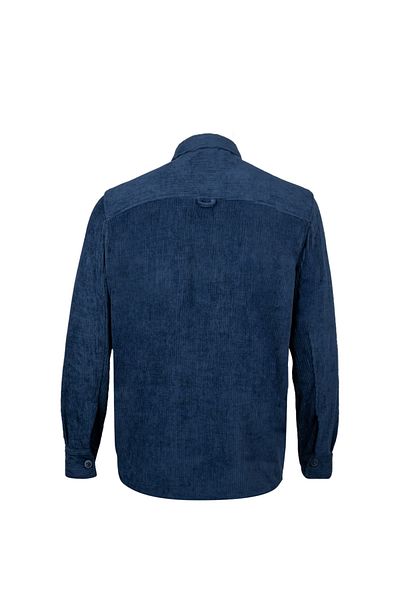 Hatemoğlu Μπλε Navy Regular Fit Shacket Μακρυμάνικο Κοτλέ πουκάμισο