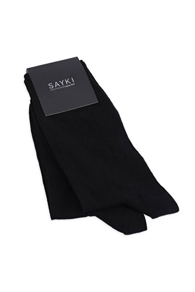 Hatemoğlu Μαύρες διπλές βαμβακερές κάλτσες