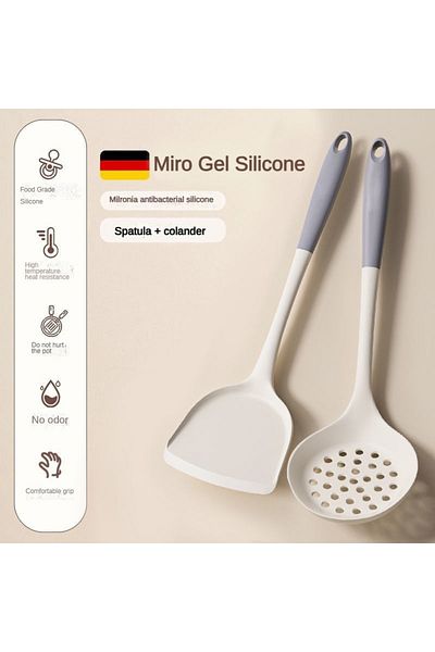 White and Gray Two-C 1/2/3/4set Grey white silicone spatula soup spoon set non-stick pan cooking too