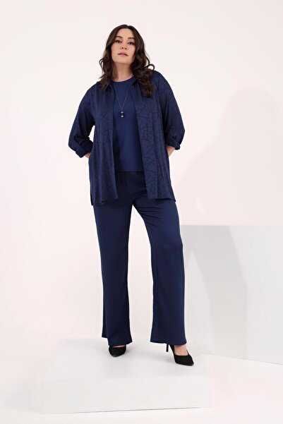 Metpoint Trend42Plus Plus Size Indigo Elastic Waist Pants