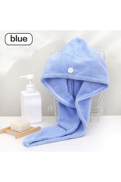 Choice Blue Hair Towel Wrap Fast Dry Hair Towel Super Absorbent Microfiber Coral Velvet Hair Drying Towel Q