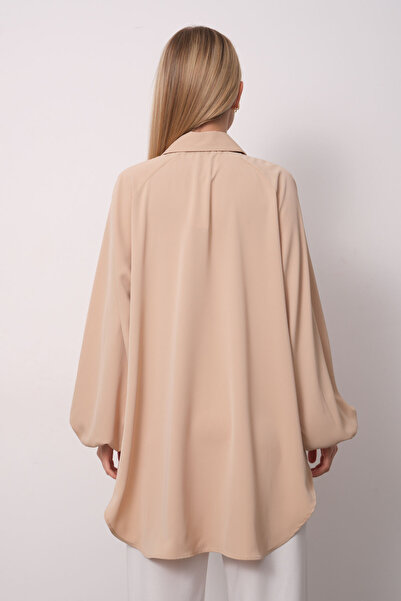 PERA MODA Оверсайз-крій, балонний рукав, довгі пліси, елегантна жіноча туніка-сорочка