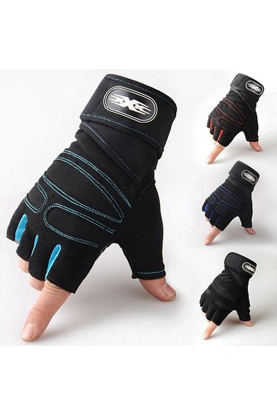 Choice XL. Blue Gym Gloves for Men Women Fitness Weight Lifting Wristband Gloves Body Building Training Spo
