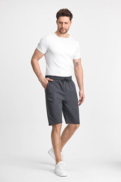 COMEOR Men's Anthracite Shorts - Side Pockets, Elastic Waist, Regular Fit, Relaxed Cut