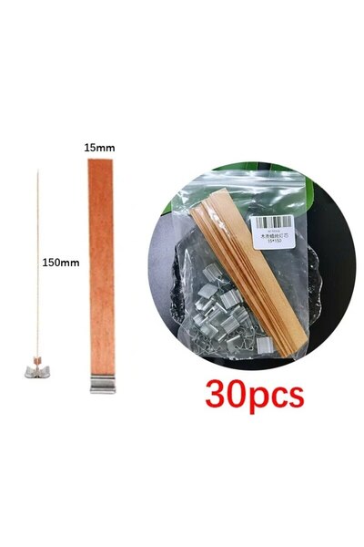 Choice 15 مم × 150 مم 30 قطعة فتيل شمعة خشبي عالي الجودة مع قاعدة مشبك مصنوعة...